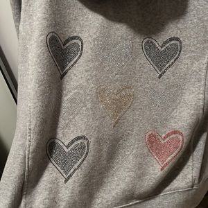 Size Large Women’s Gray Zip-Up Hoodie with heart detail
